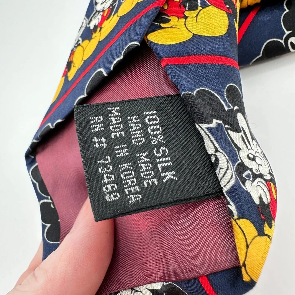 Vintage Mickey Inc. Mickey Mouse Necktie Mens Black Yellow Silk Classic Disney